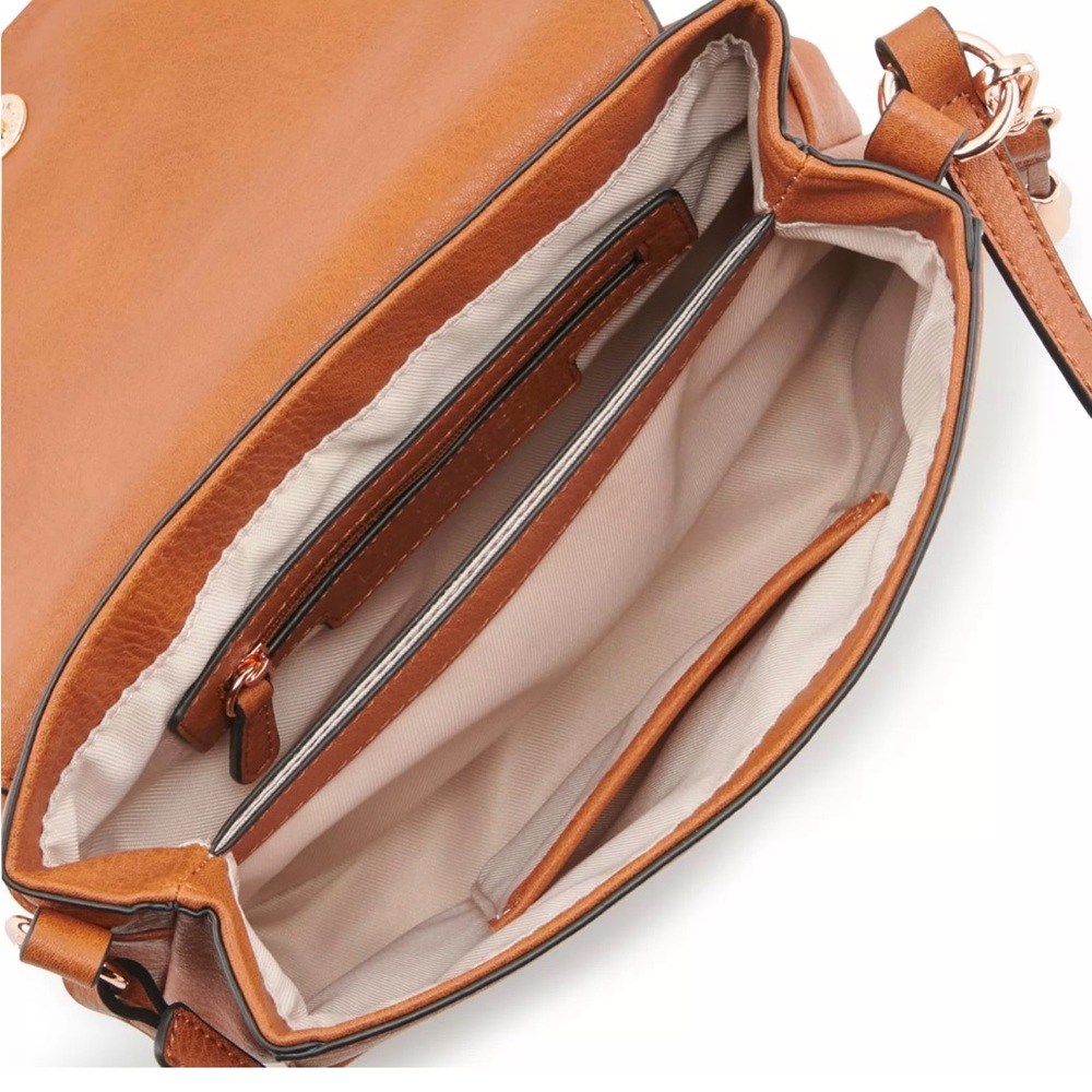 Lauren Conrad Nude Pink Crossbody Bag with Curved Shape and Decorative Flap - Picture 3 of 5